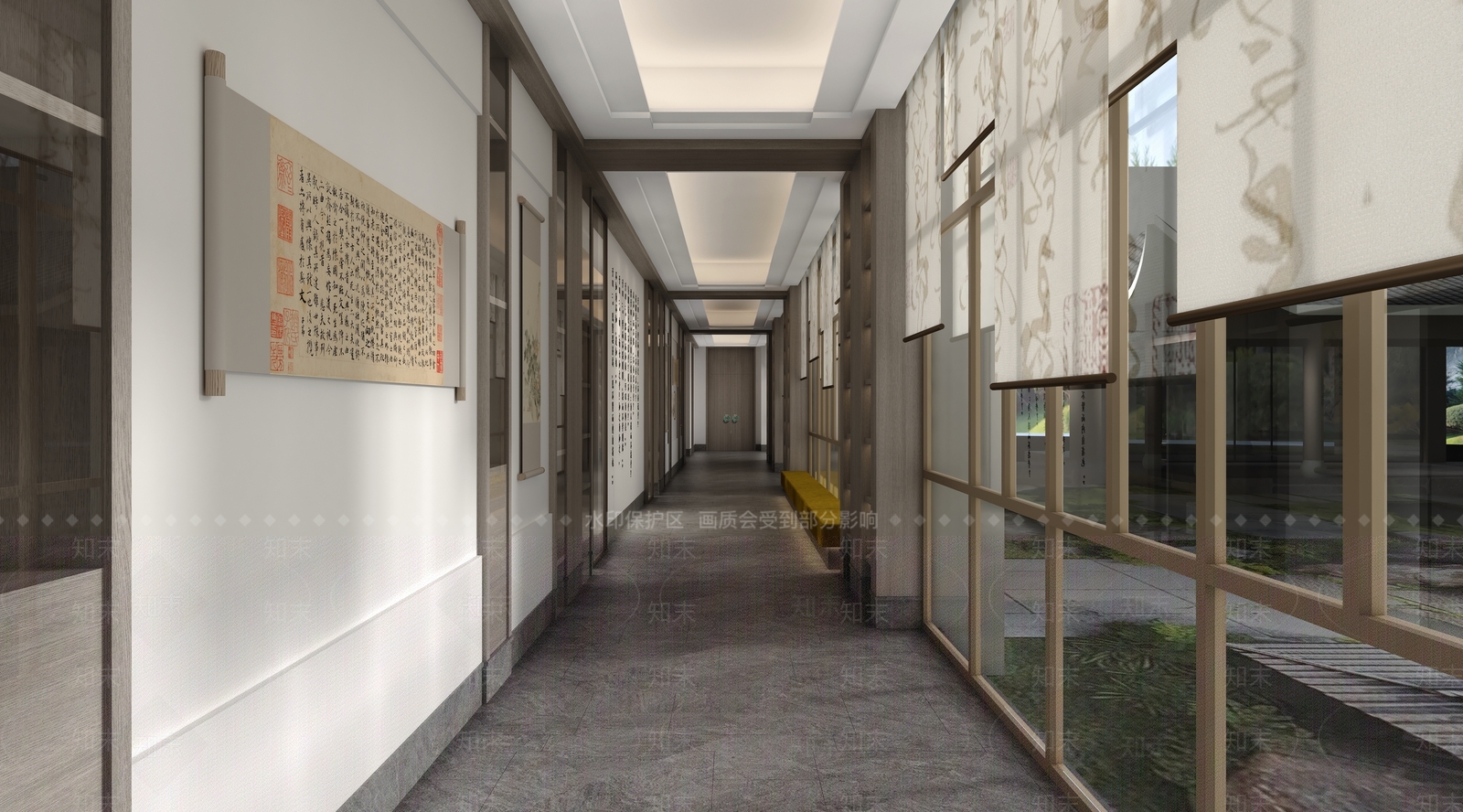 新中式图书馆3D模型下载【ID:1232054485】