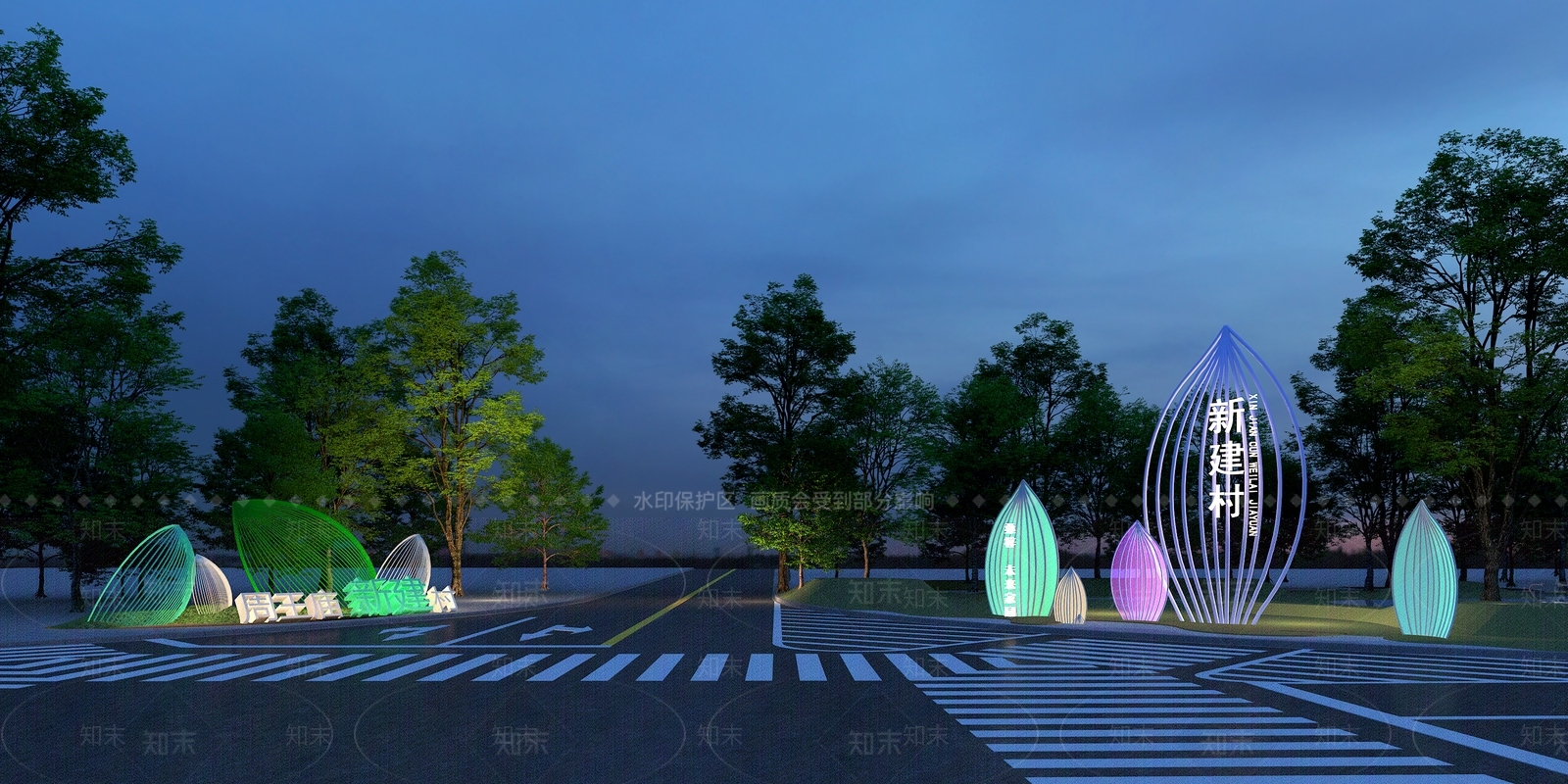 现代主义景观导视3D模型下载【ID:1232054554】
