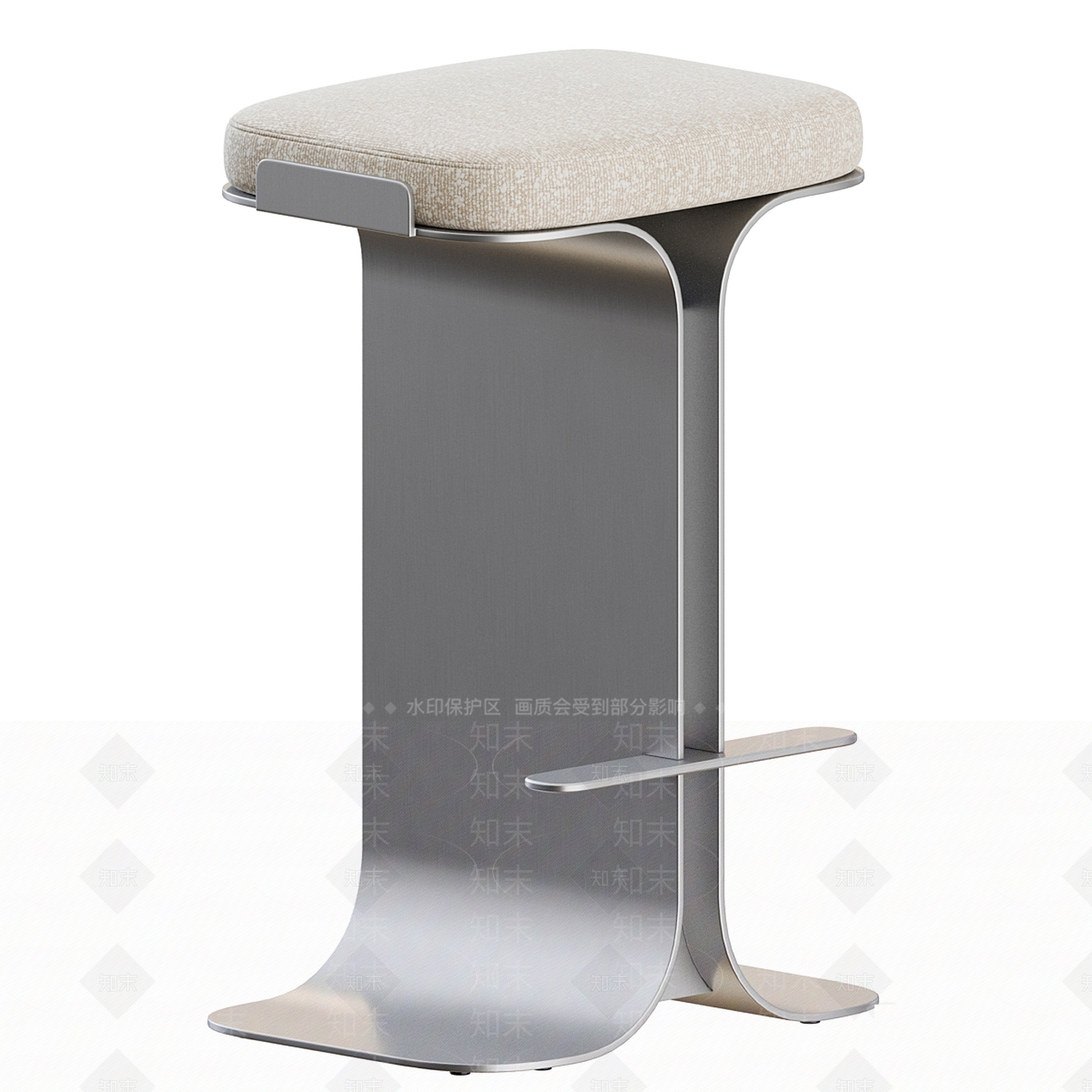 意式极简吧凳3D模型渲染效果图