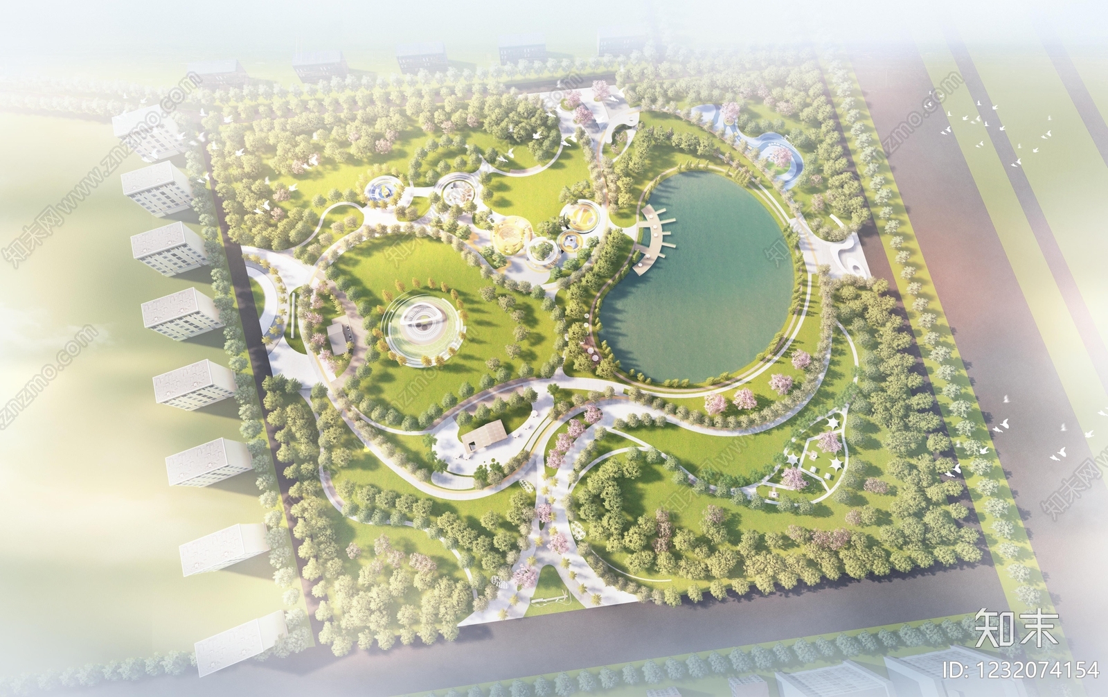 现代主义景观公园SU模型下载【ID:1232074154】