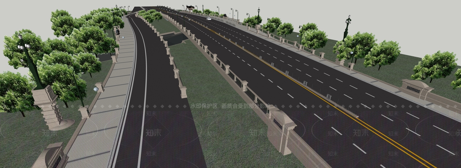 欧式古建景观桥SU模型下载【ID:1232075524】