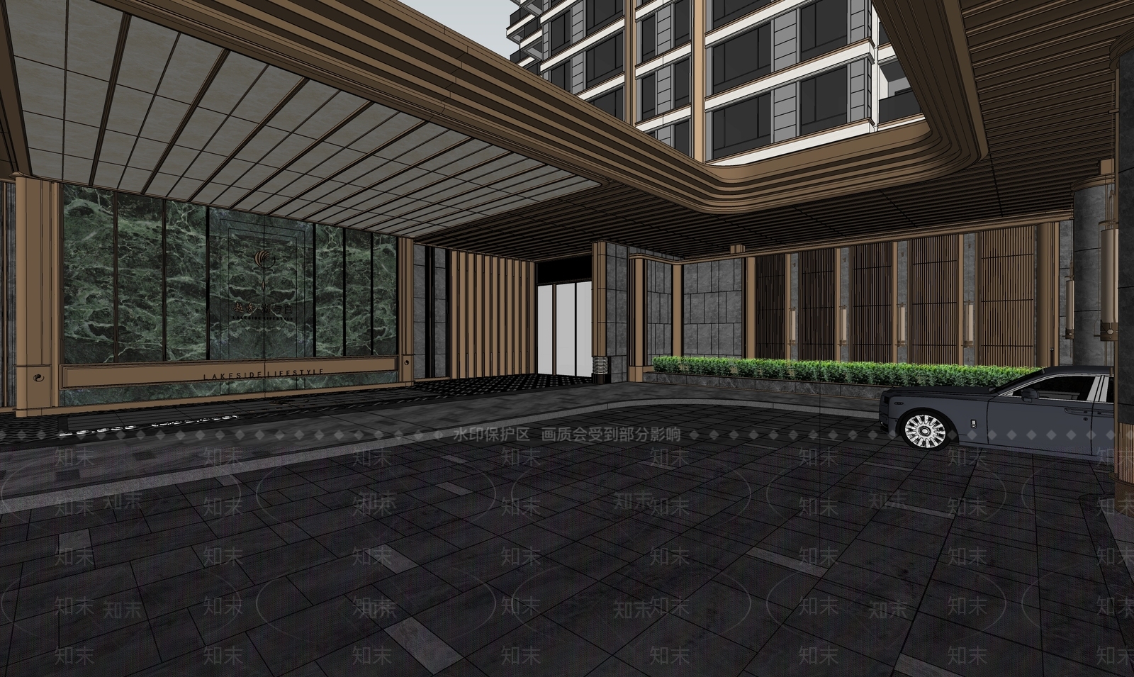 新中式景观小区景观SU模型下载【ID:1232076030】