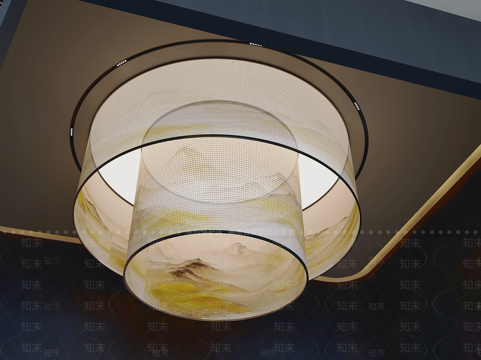 新中式吸顶灯3D模型下载【ID:1232076997】