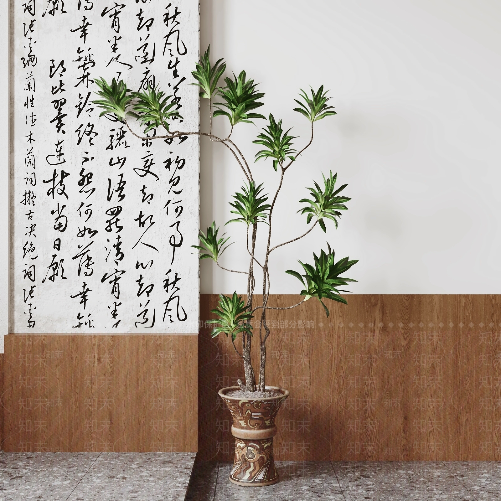 新中式盆栽3D模型下载【ID:1232077673】