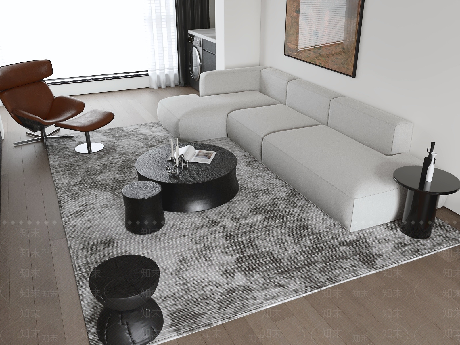 意式极简沙发组合3D模型下载【ID:1232077732】