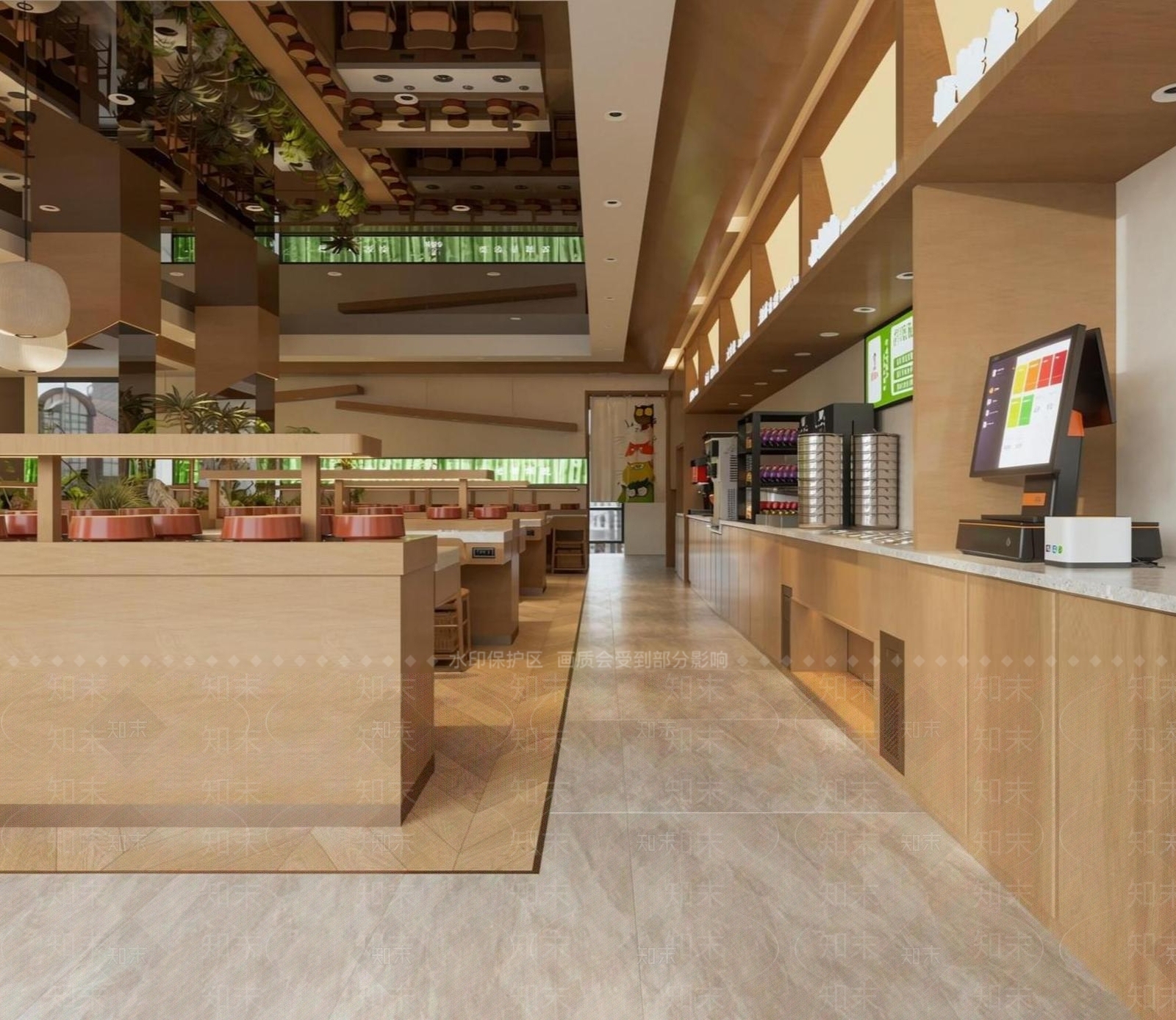 原木风自助餐厅SU模型下载【ID:1232079420】