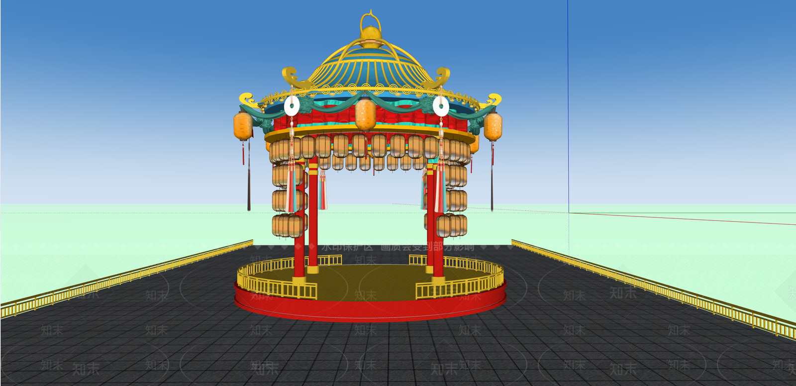 中式文旅美陈SU模型下载【ID:1232079991】