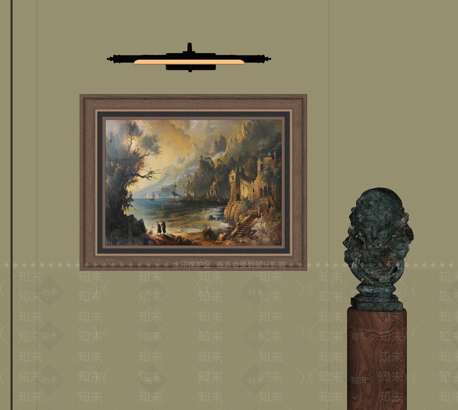 中古风长条壁灯SU模型下载【ID:1232080355】