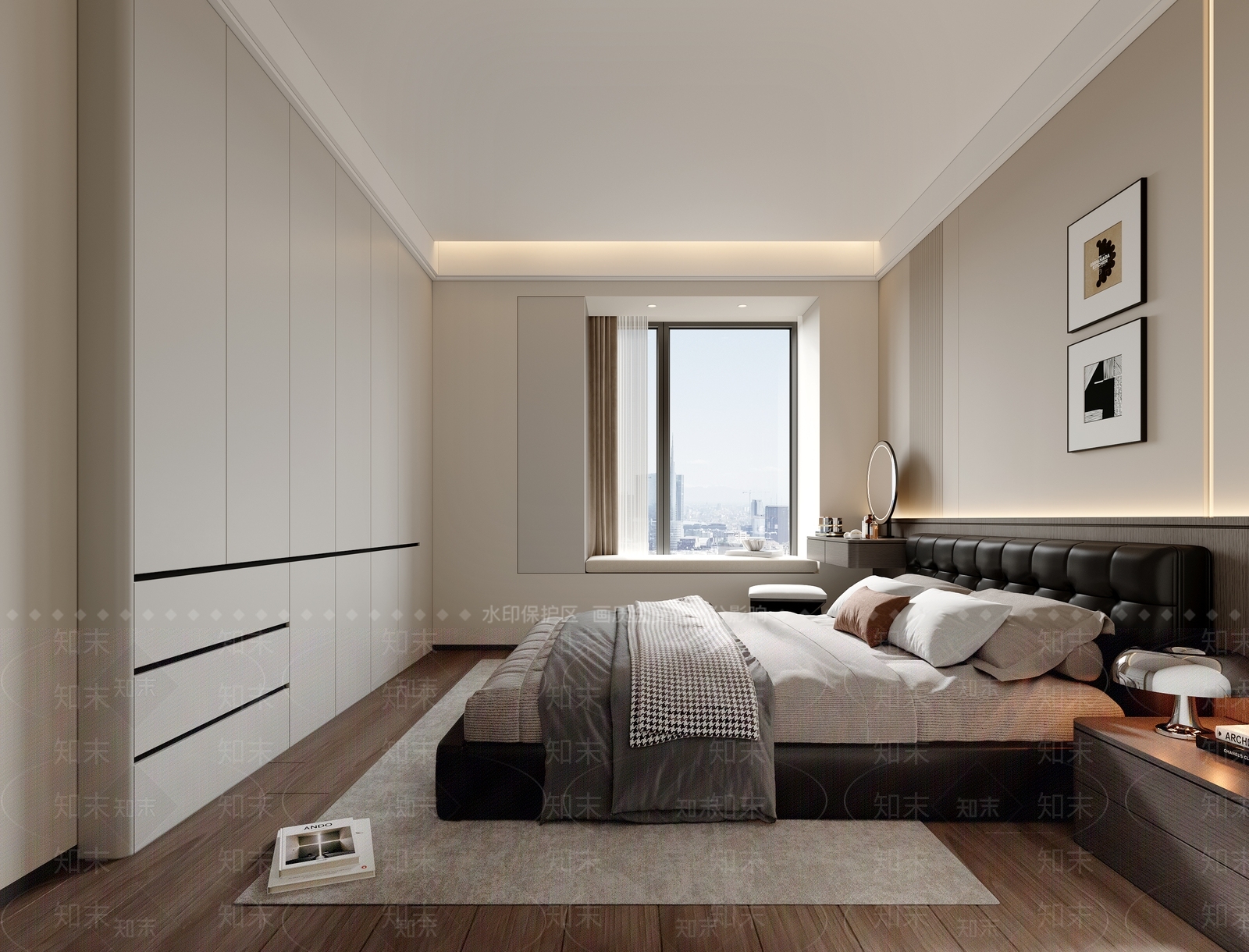 现代简约主卧3D模型下载【ID:1232083924】