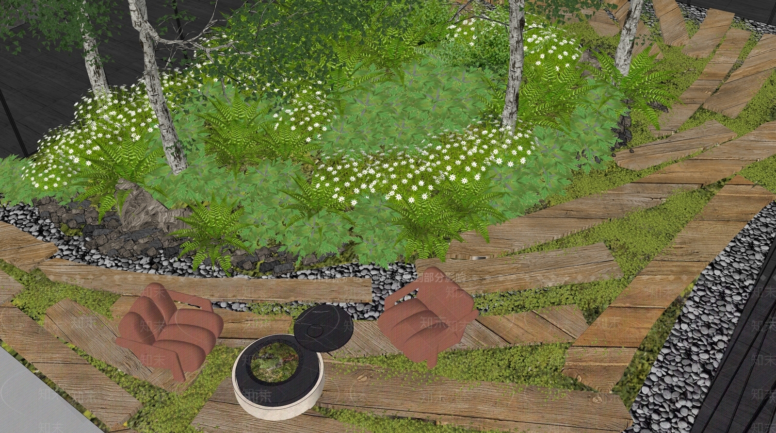 禅意室内景观SU模型下载【ID:1232084868】