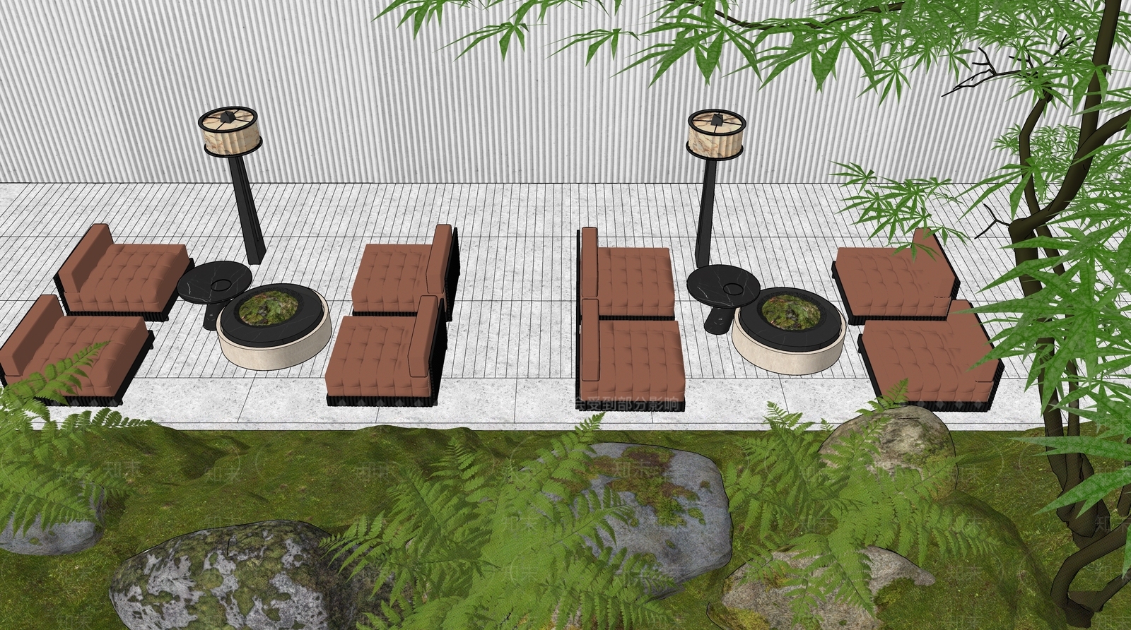 新中式景观室内景观SU模型下载【ID:1232084935】