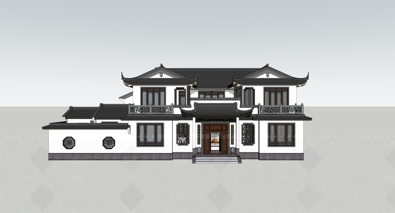 别墅建筑SU模型下载【ID:1232085832】