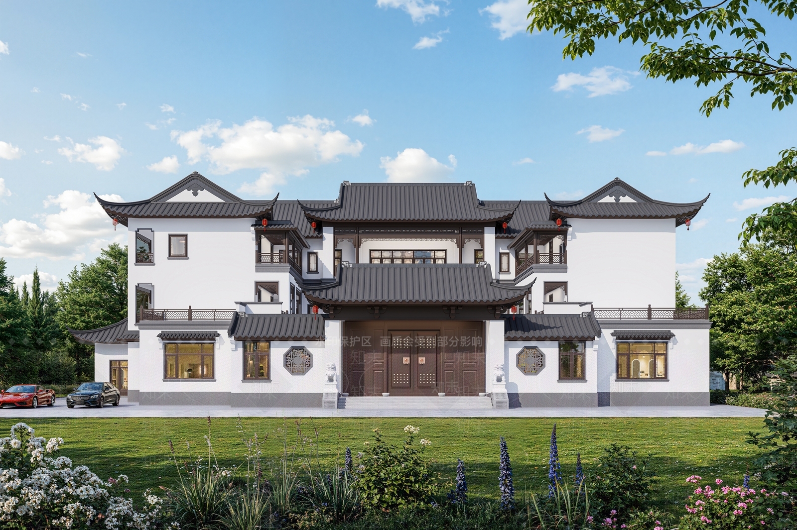 中式古建独栋别墅SU模型下载【ID:1232088350】