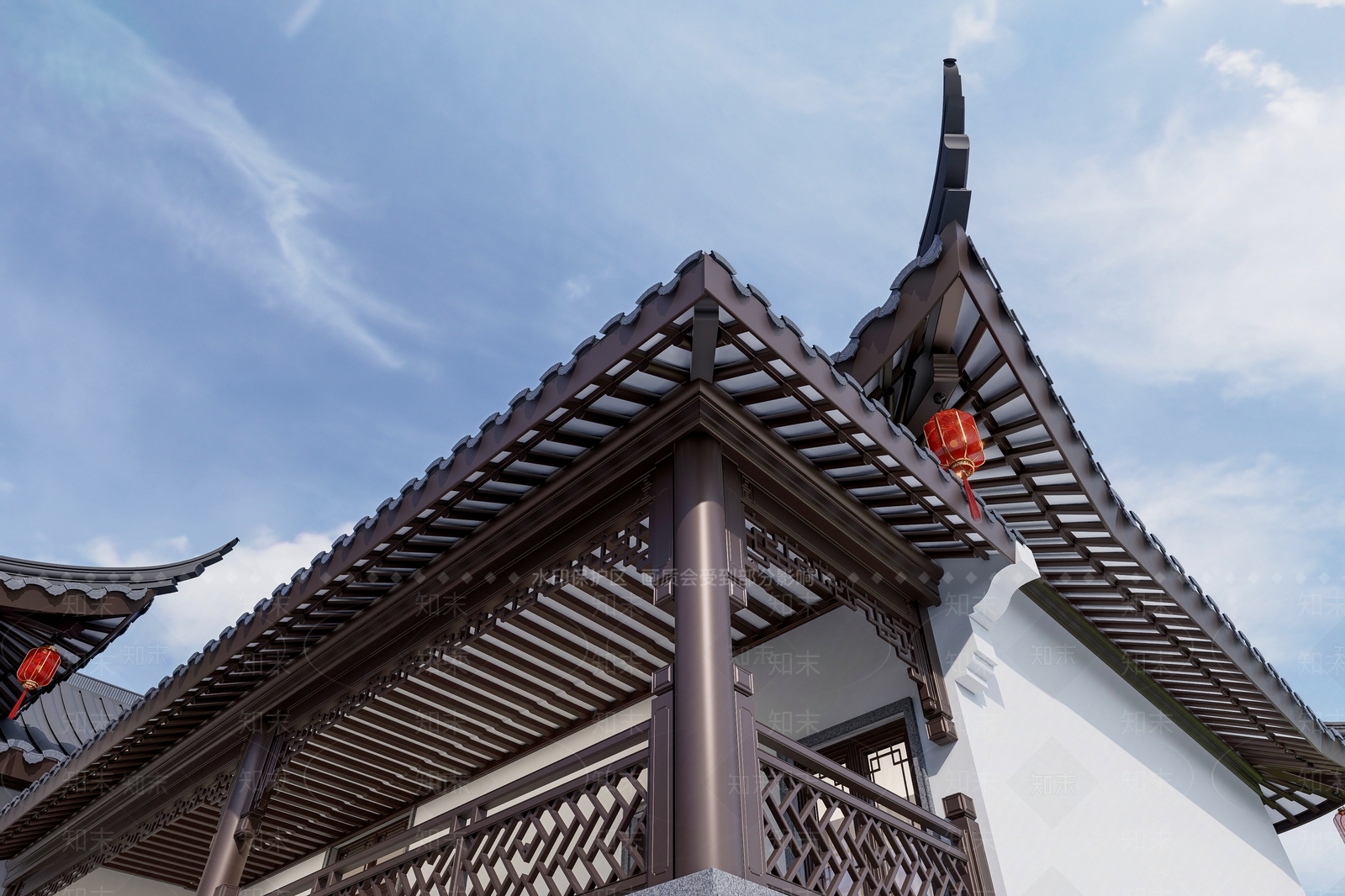 中式古建独栋别墅SU模型下载【ID:1232088350】