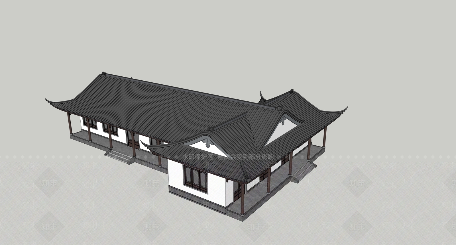 中式古建独栋别墅SU模型下载【ID:1232088326】