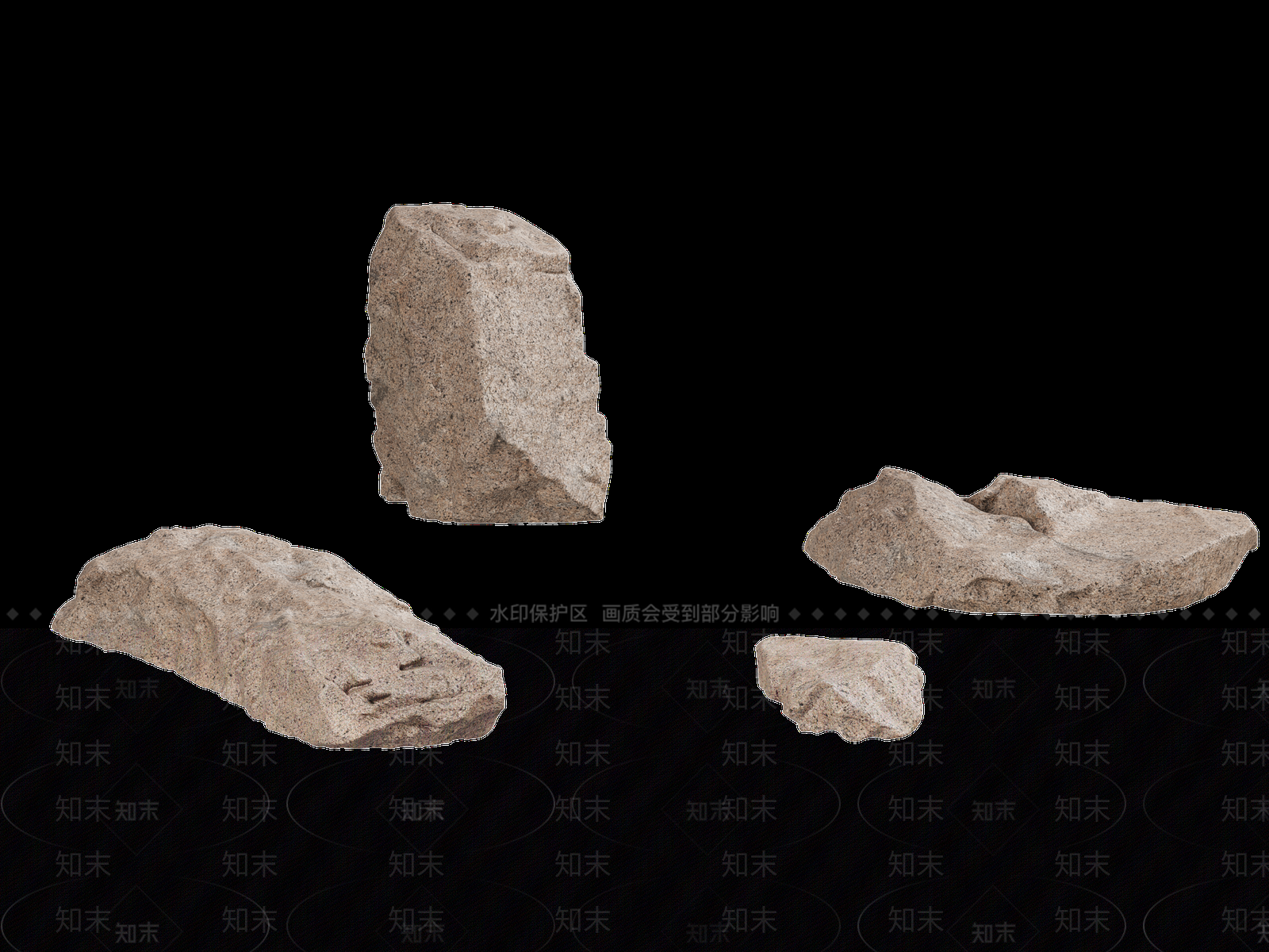侘寂石头3D模型下载【ID:1232088308】