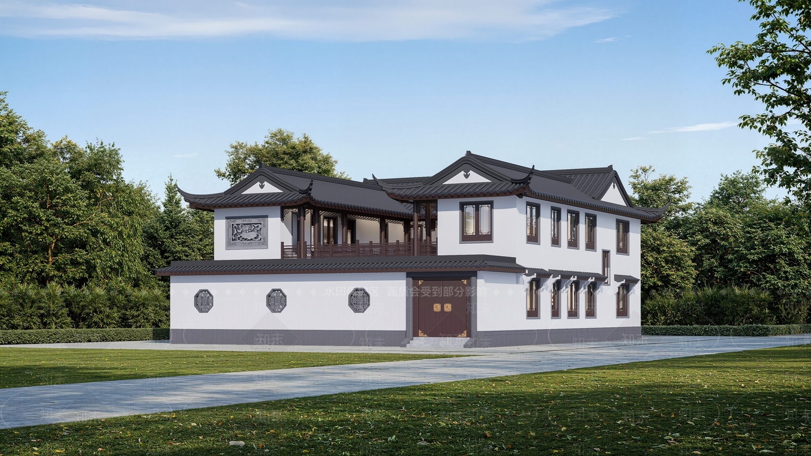 中式古建四合院SU模型下载【ID:1232088573】