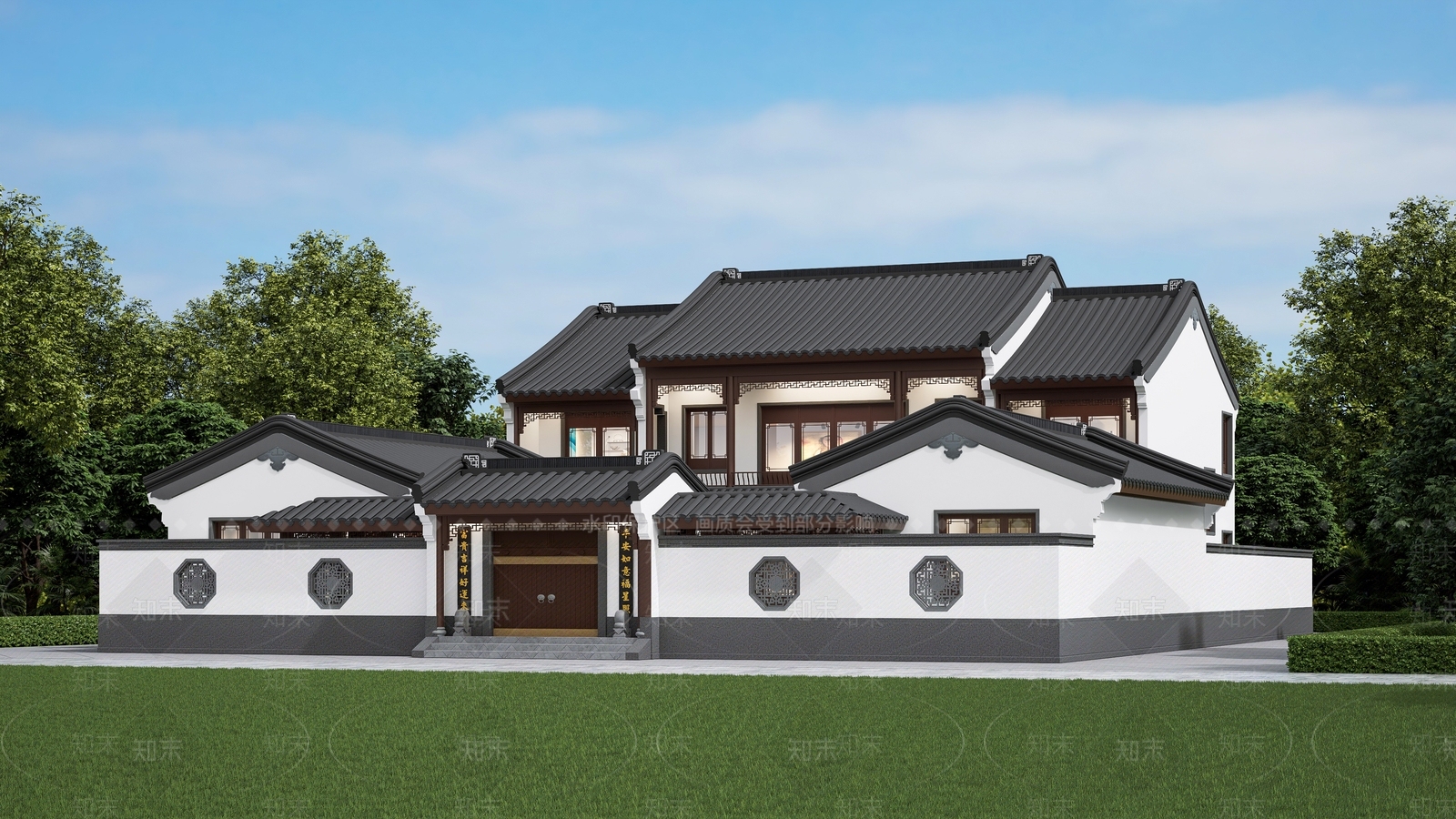 中式古建四合院SU模型下载【ID:1232088604】