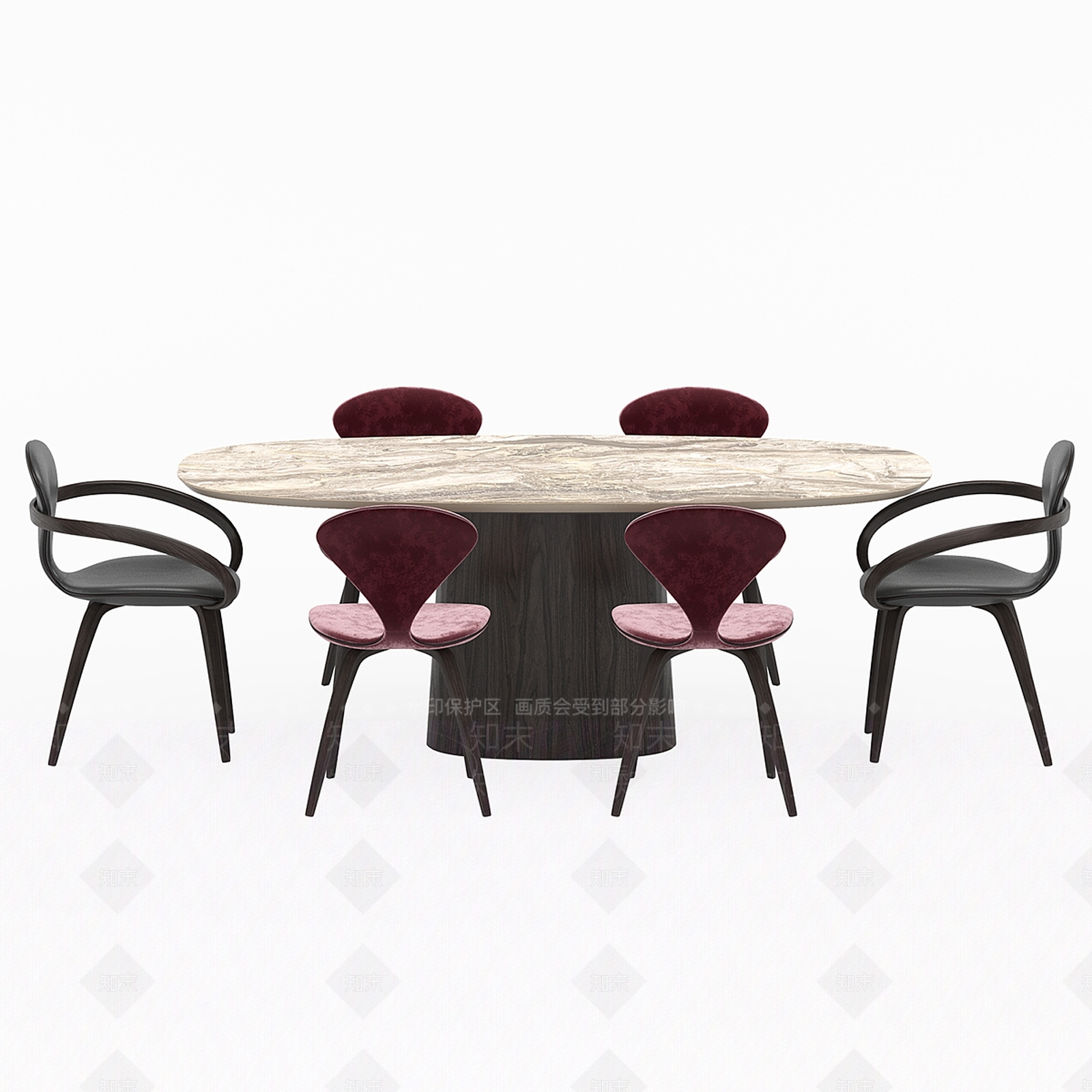 意式极简餐桌椅3D模型下载【ID:1232093124】