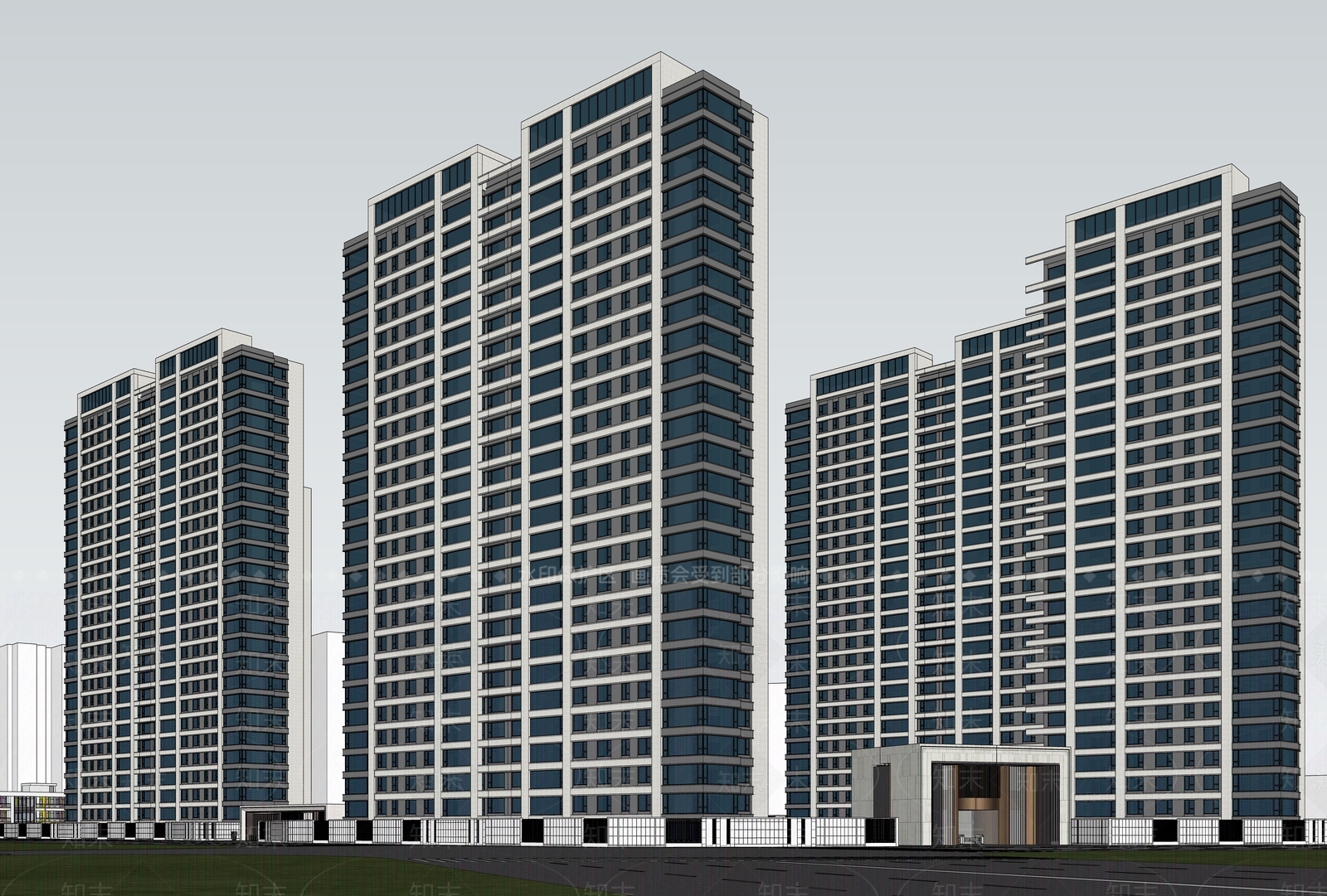小区建筑SU模型下载【ID:1232095184】