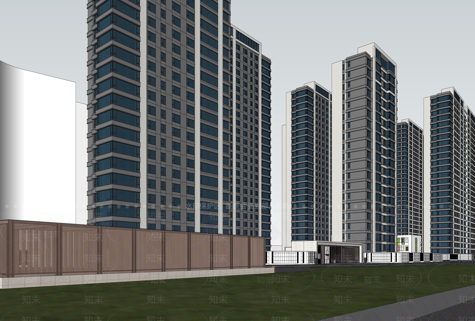 小区建筑SU模型下载【ID:1232095184】