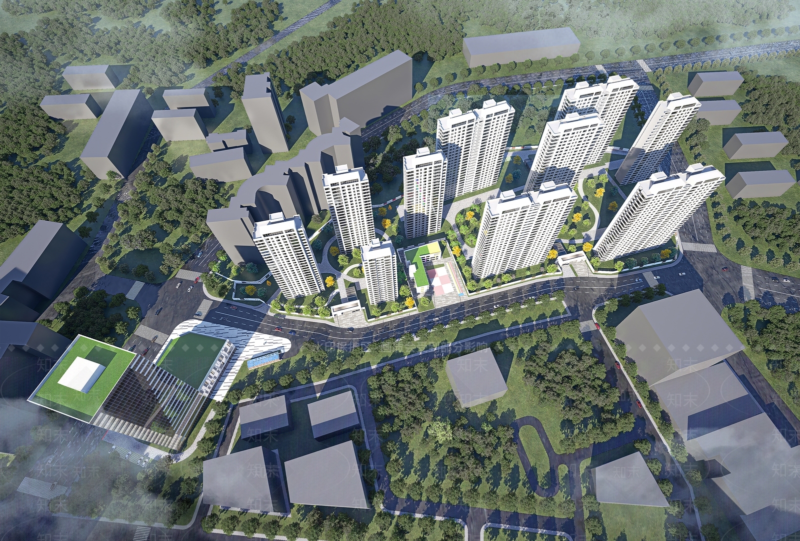 小区建筑SU模型下载【ID:1232095184】
