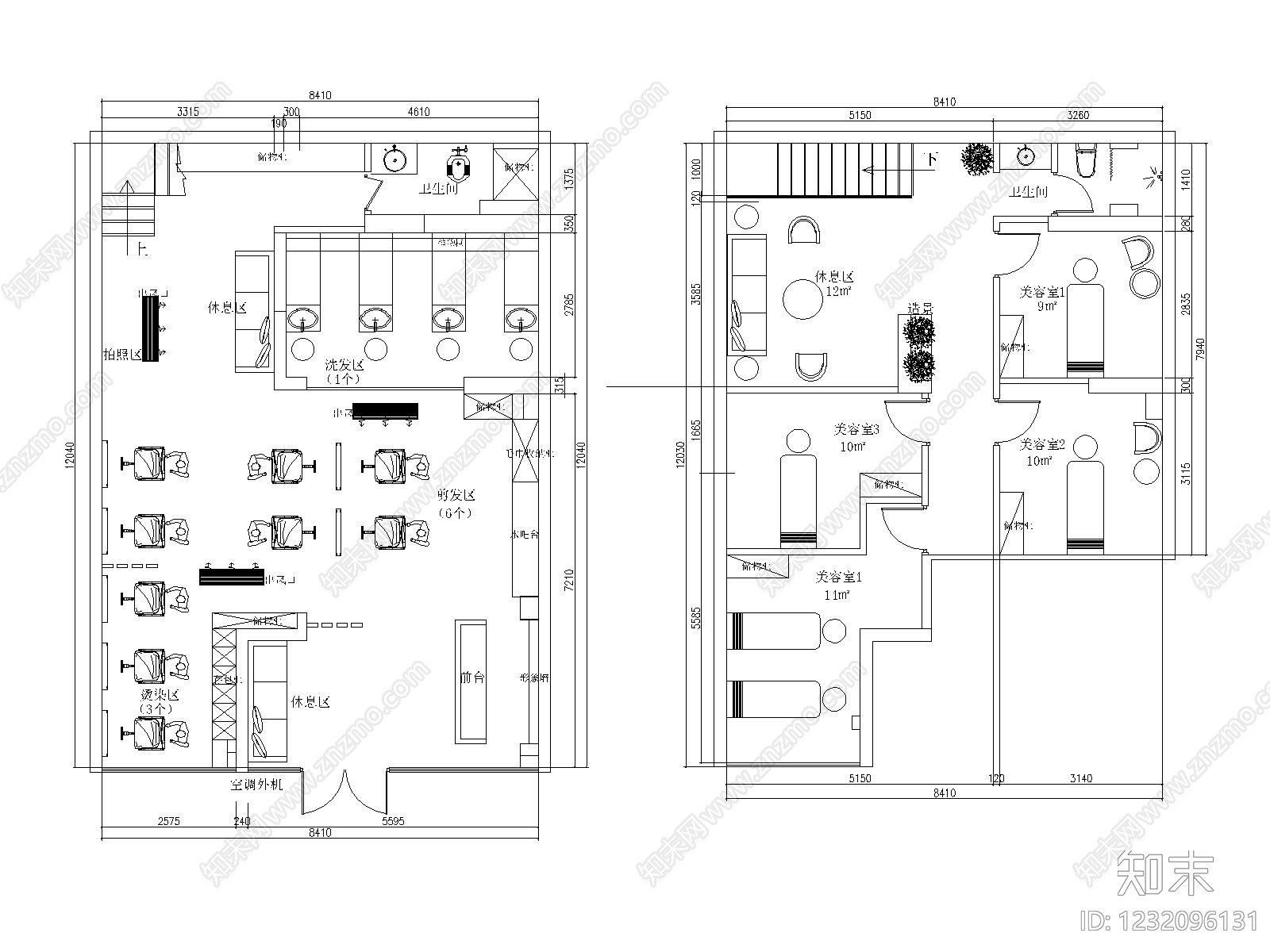 理发店cad施工图下载【ID:1232096131】