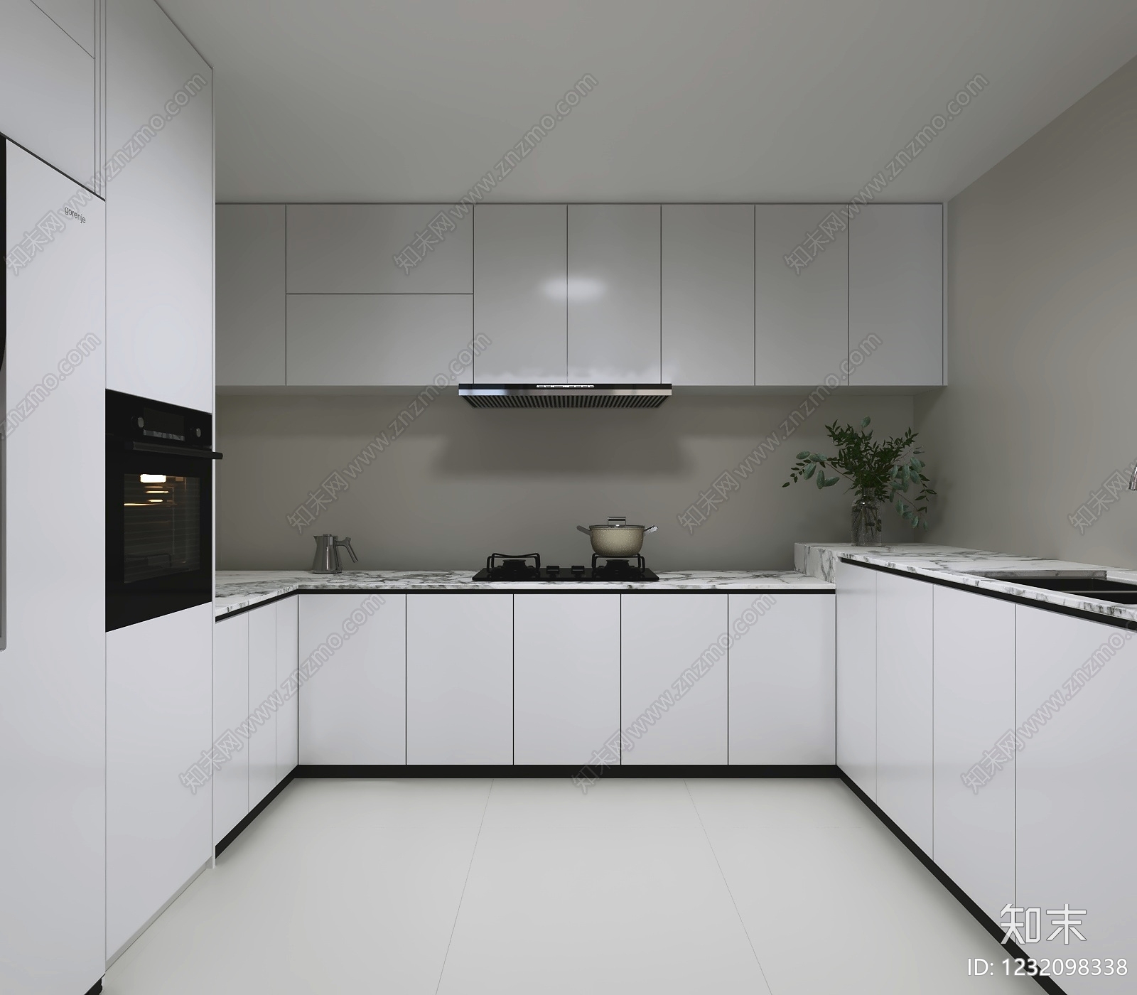 极简封闭式厨房3D模型下载【ID:1232098338】