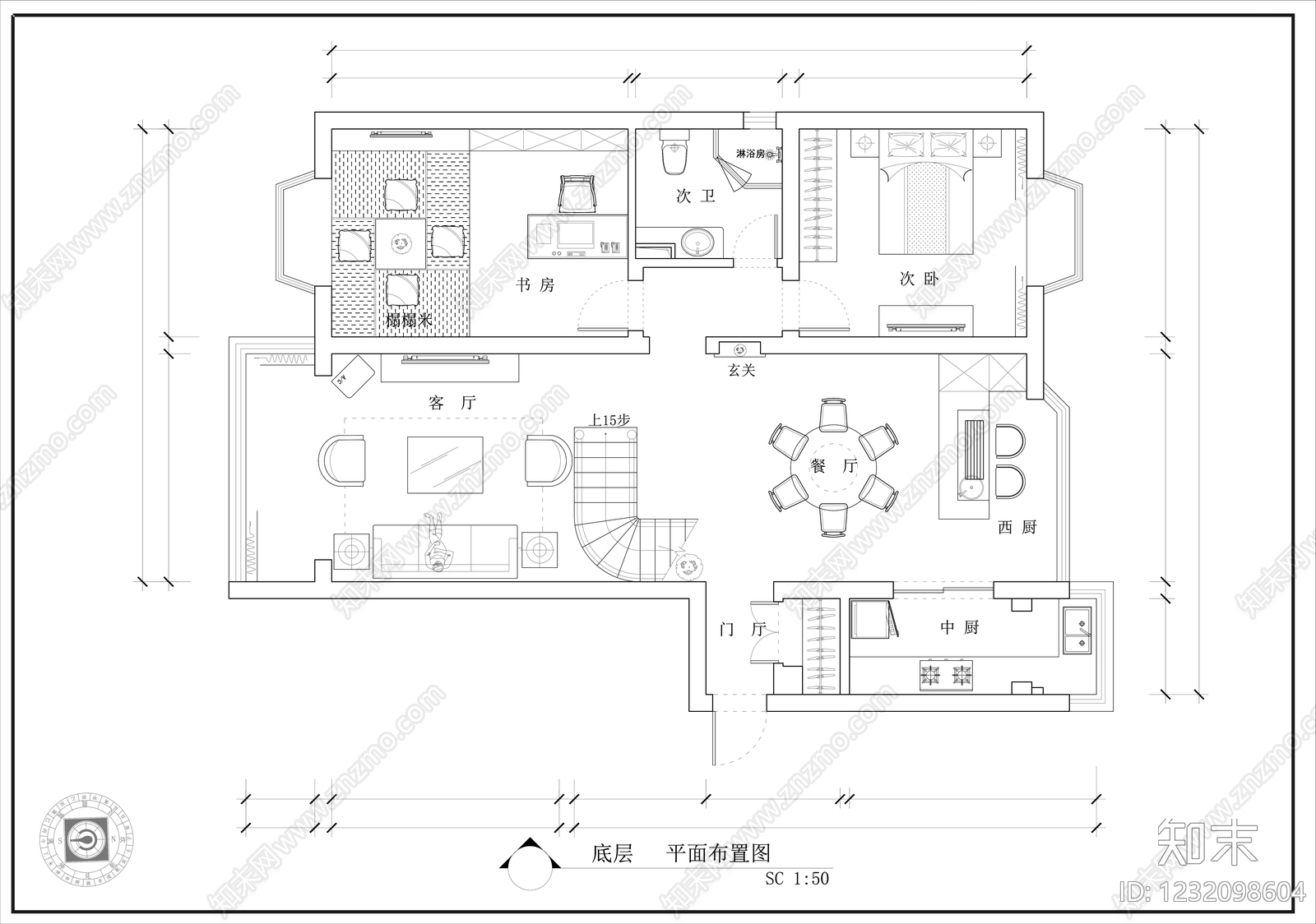 别墅cad施工图下载【ID:1232098604】