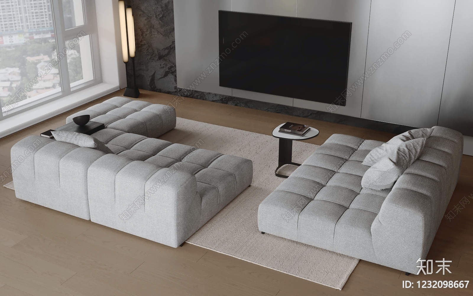 意式极简沙发组合3D模型下载【ID:1232098667】