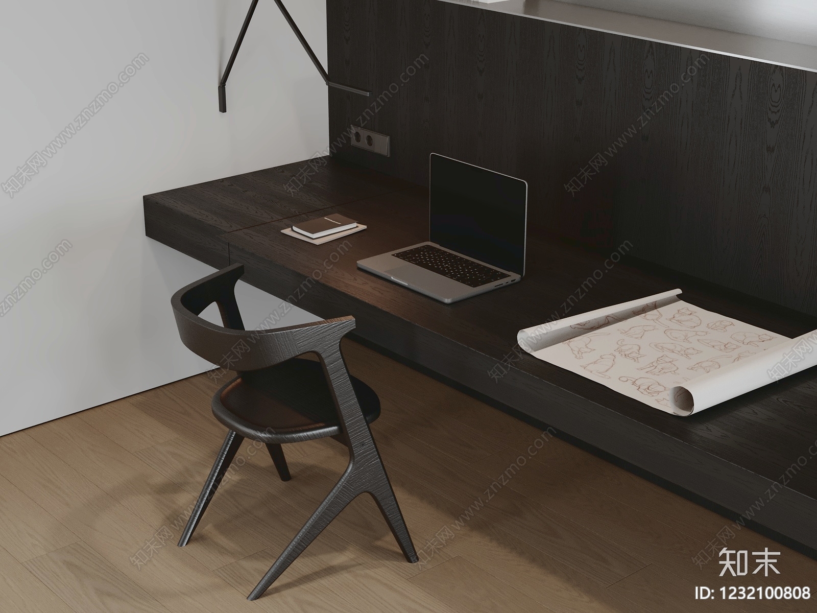 现代简约书桌椅3D模型下载【ID:1232100808】