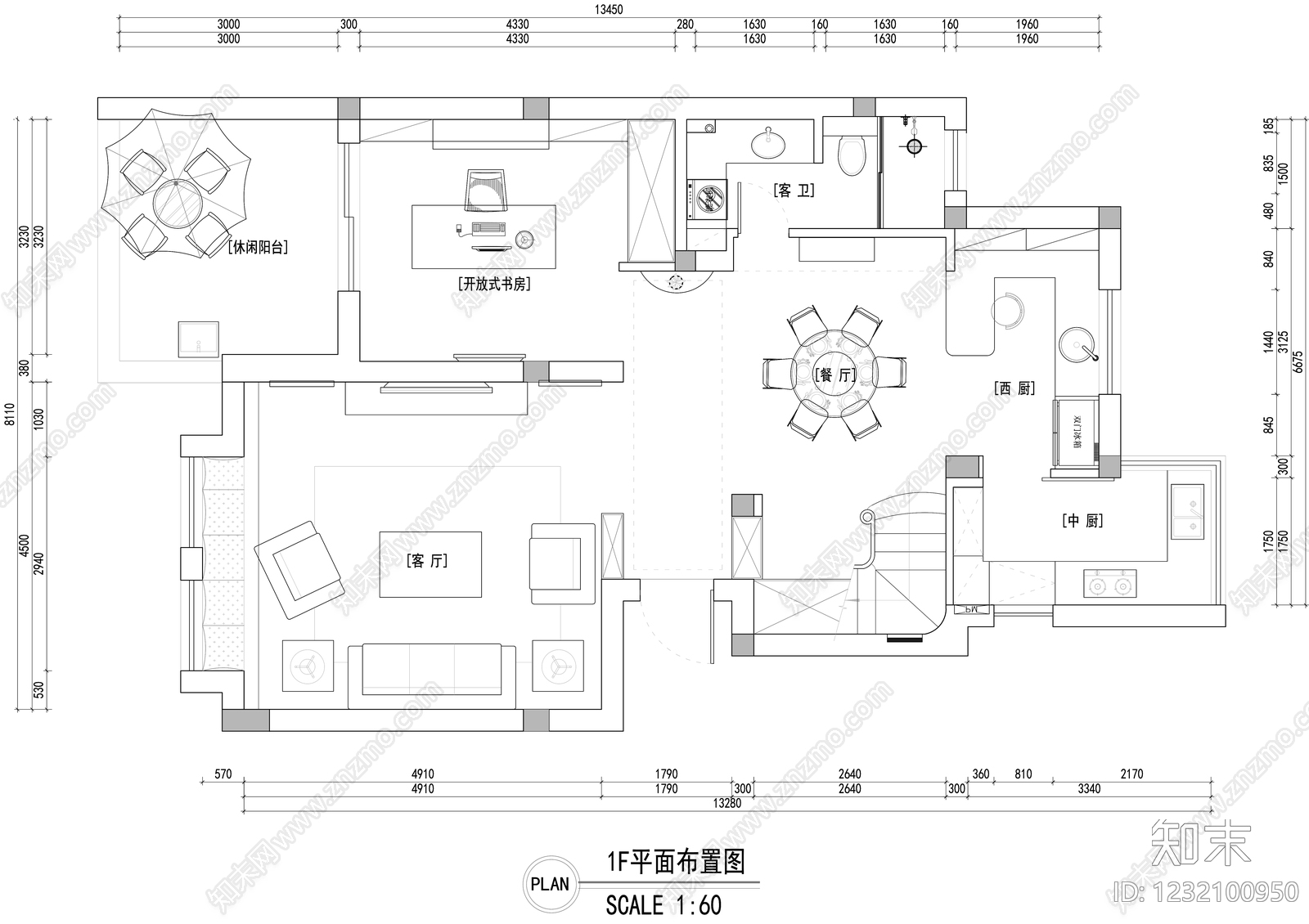 别墅cad施工图下载【ID:1232100950】