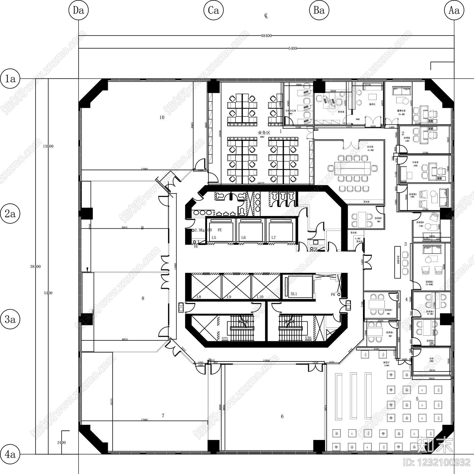 整体办公空间cad施工图下载【ID:1232100932】