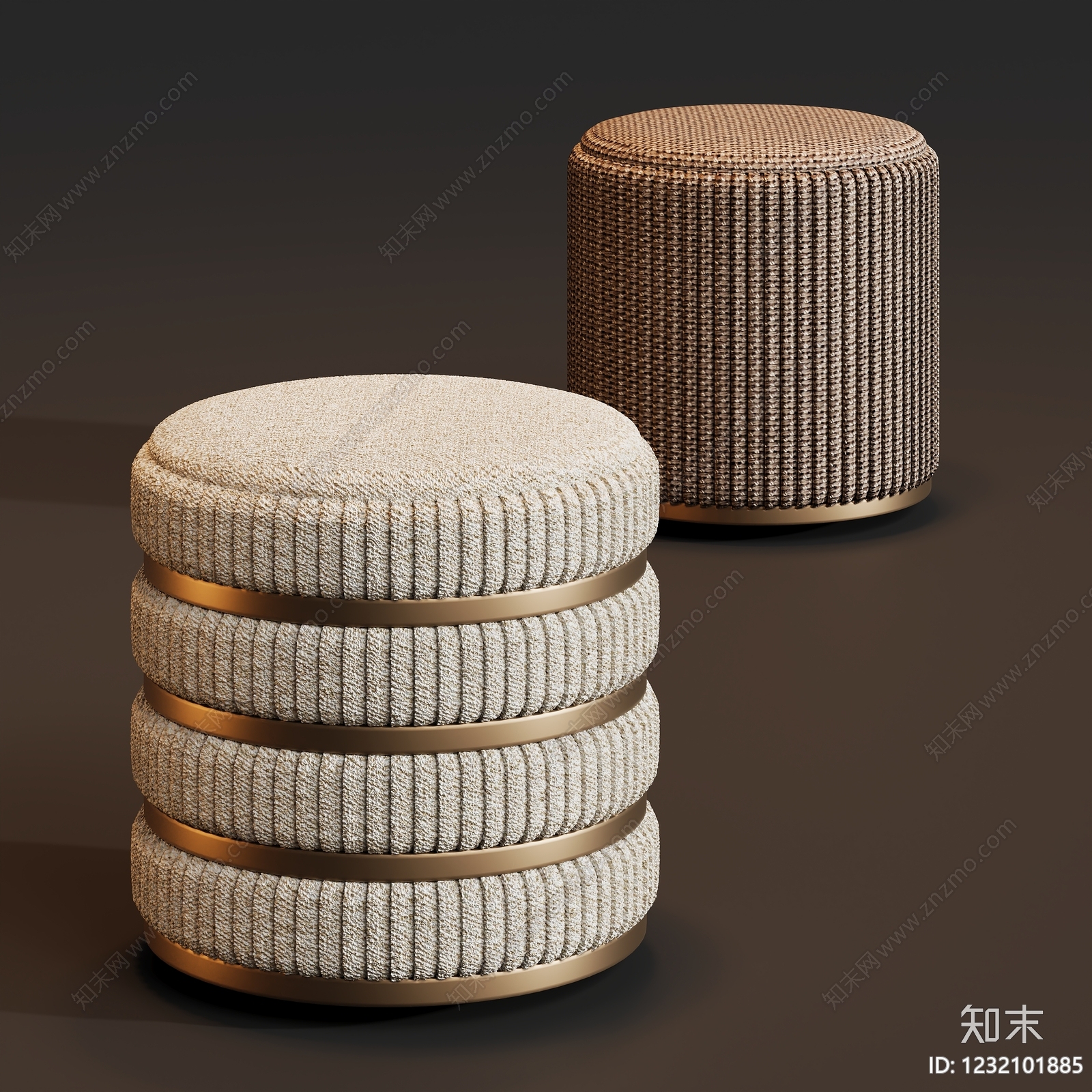 轻奢沙发凳3D模型下载【ID:1232101885】