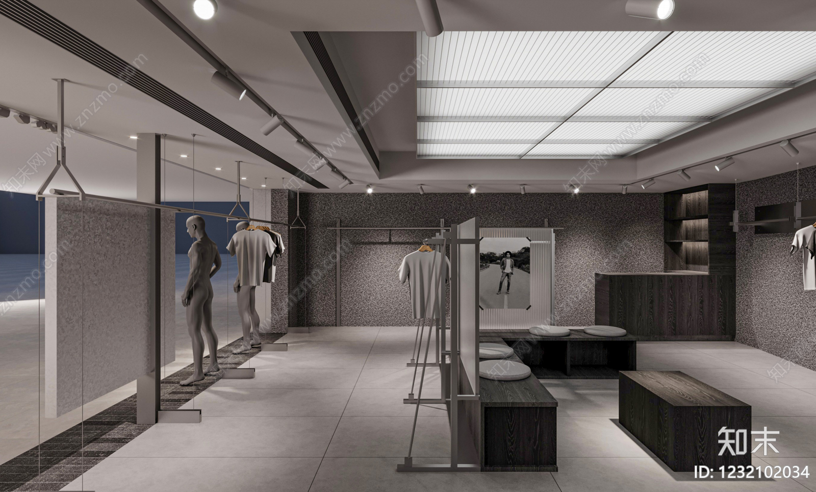 现代简约服装店SU模型下载【ID:1232102034】