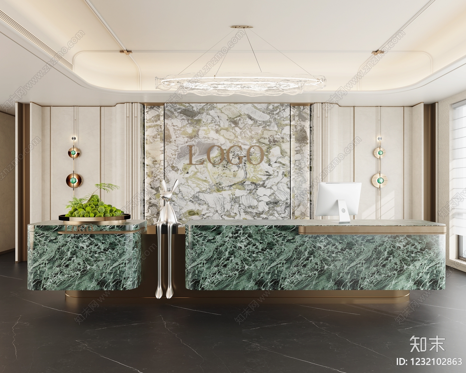 轻奢大厅3D模型下载【ID:1232102863】