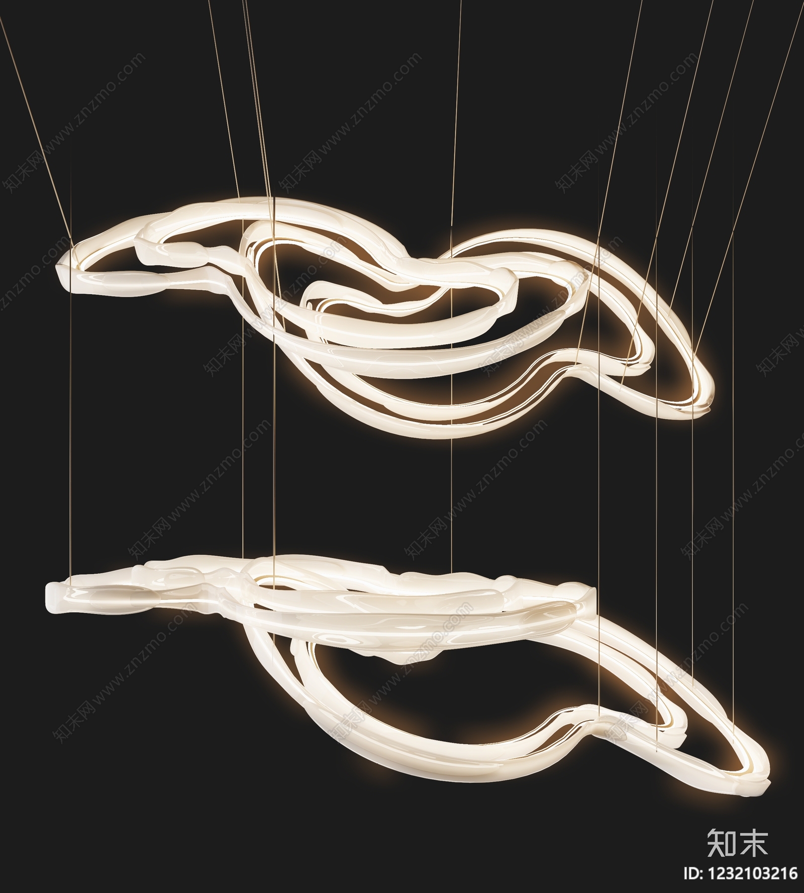 现代艺术吊灯3D模型下载【ID:1232103216】