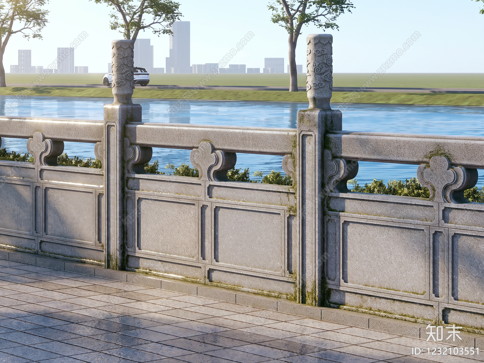 新中式景观景观围栏SU模型下载【ID:1232103551】