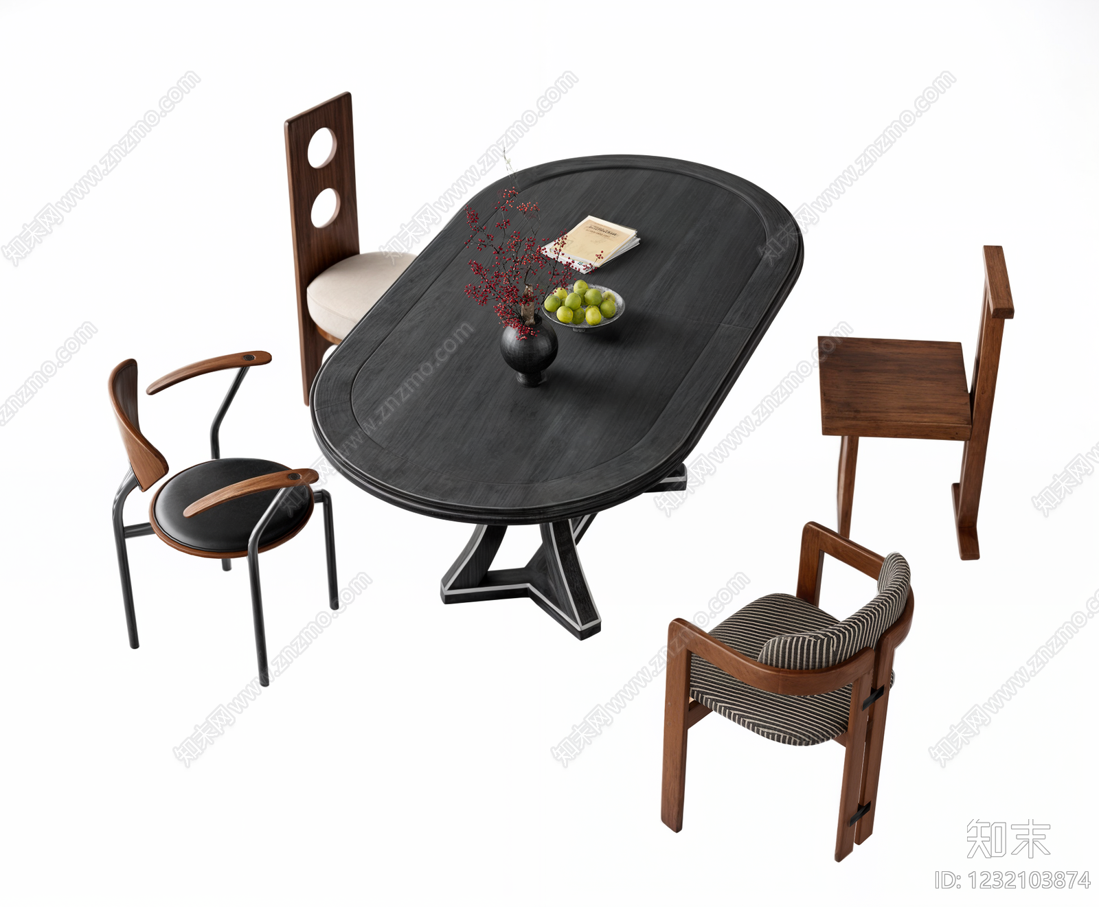 中古风餐桌椅SU模型下载【ID:1232103874】