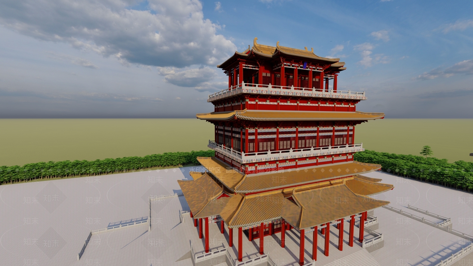 古建筑SU模型下载【ID:1232104971】