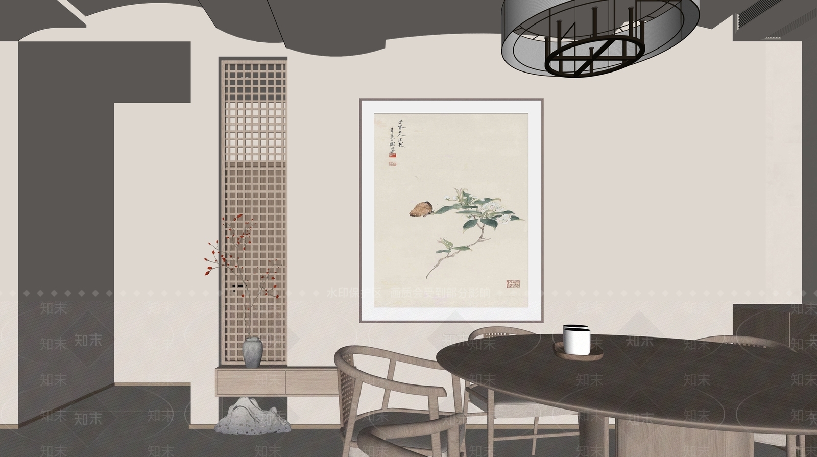 新中式玄关SU模型下载【ID:1232105940】