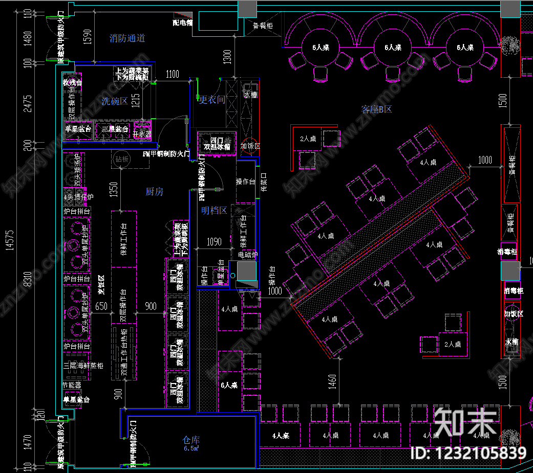 快餐店cad施工图下载【ID:1232105839】