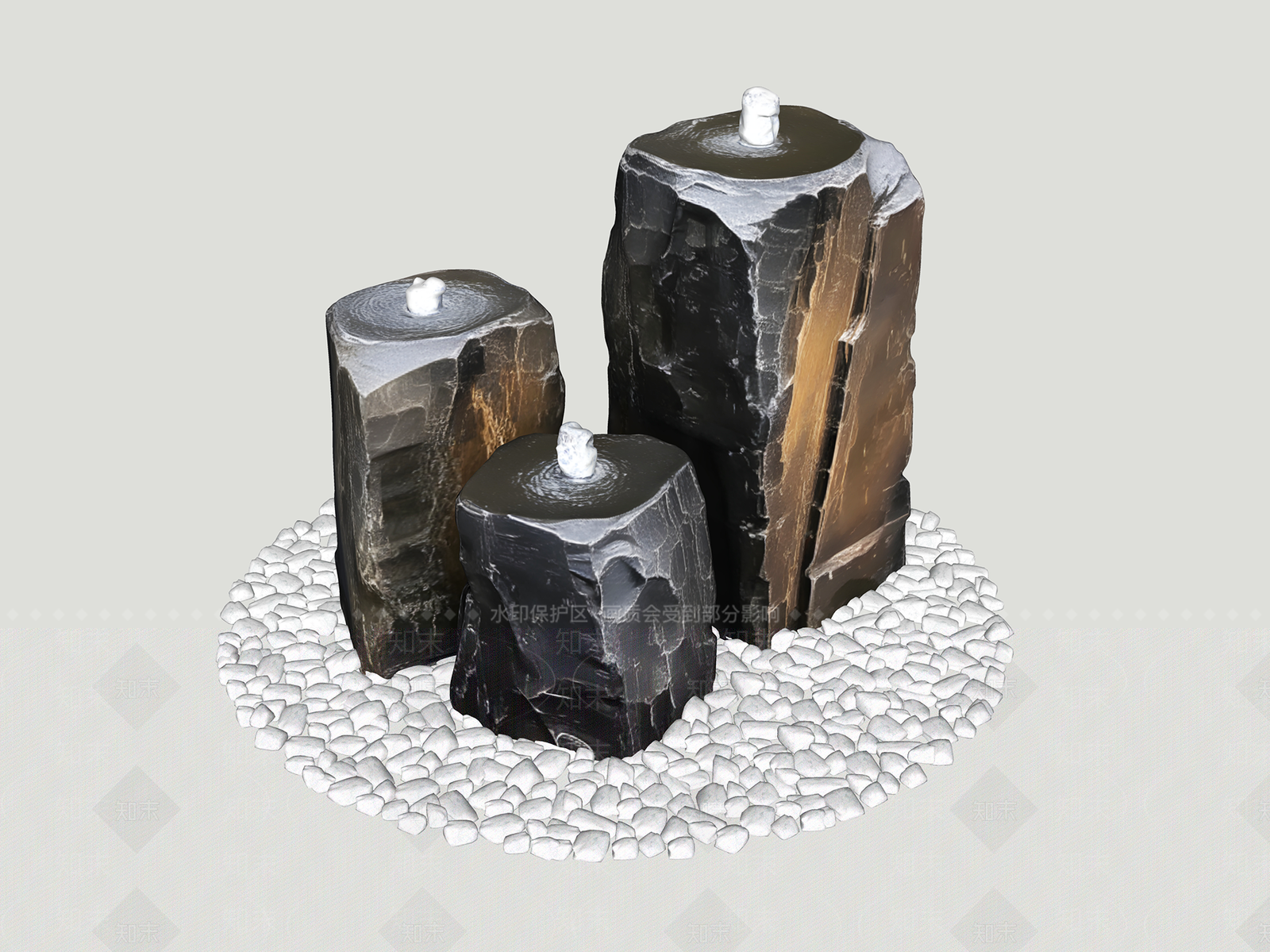 禅意喷泉SU模型下载【ID:1232108113】