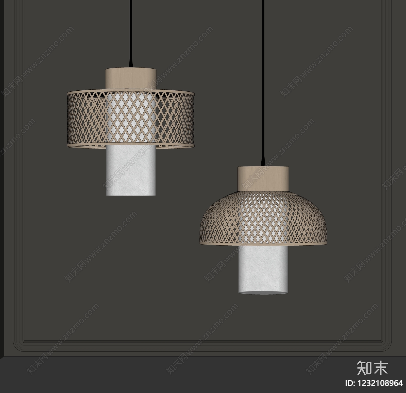 原木风吊灯组合SU模型下载【ID:1232108964】