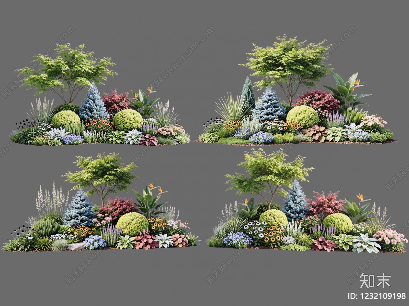 现代主义花境SU模型下载【ID:1232109198】
