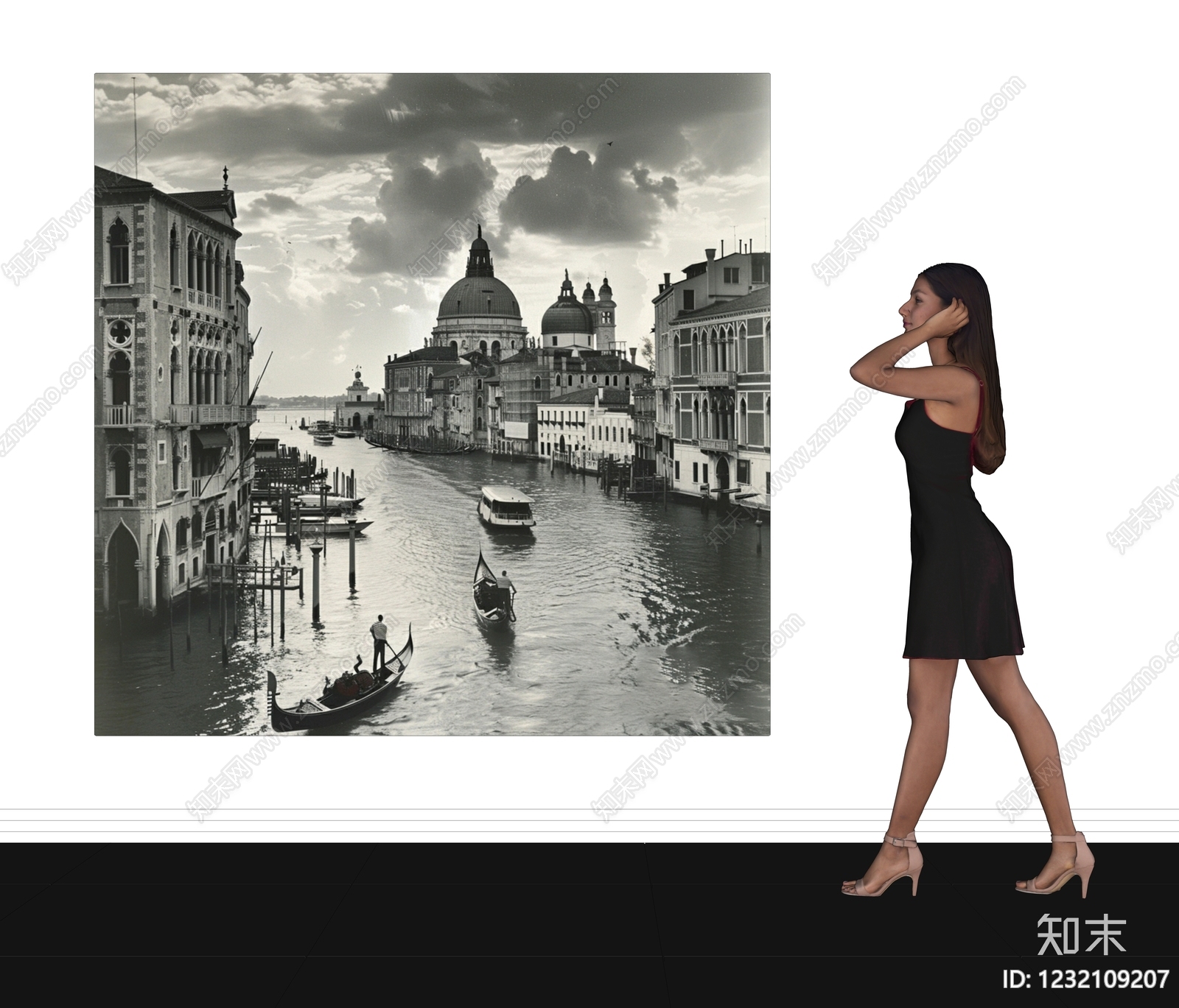 现代艺术展厅SU模型下载【ID:1232109207】