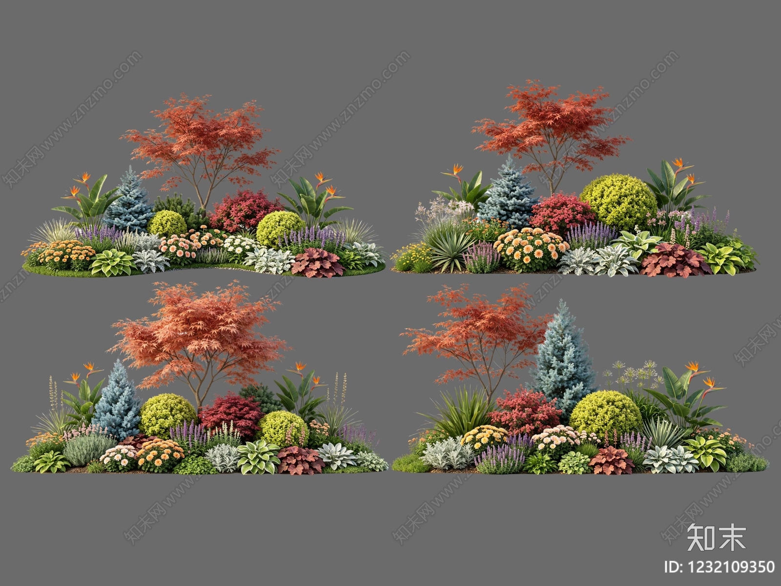 新中式景观花境SU模型下载【ID:1232109350】