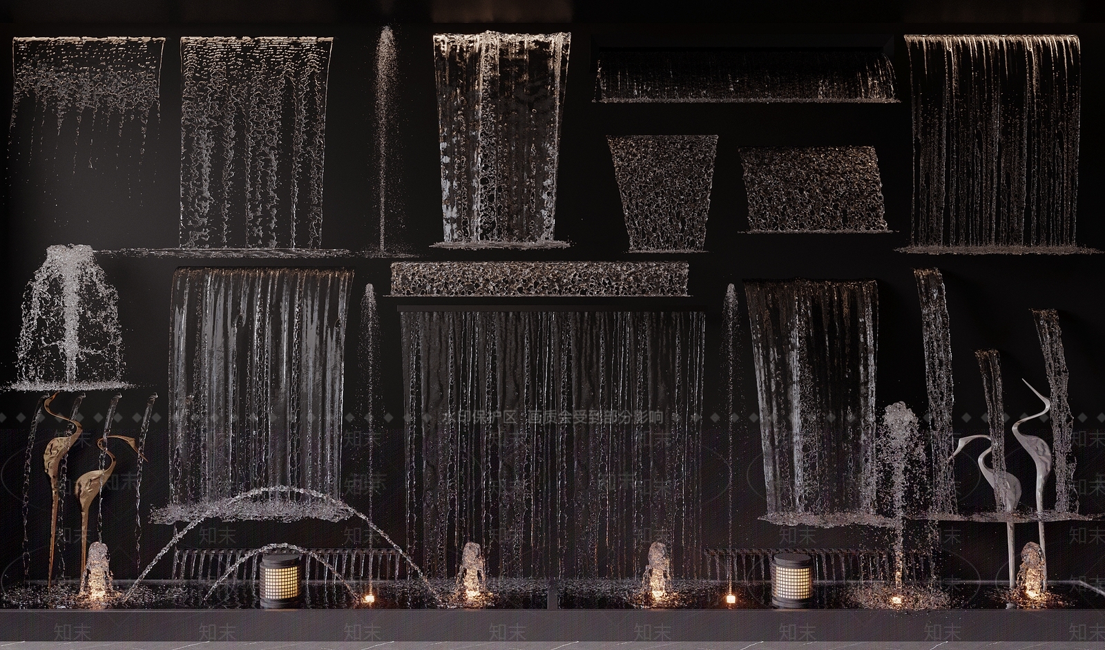 现代景观水墙3D模型下载【ID:1232109815】