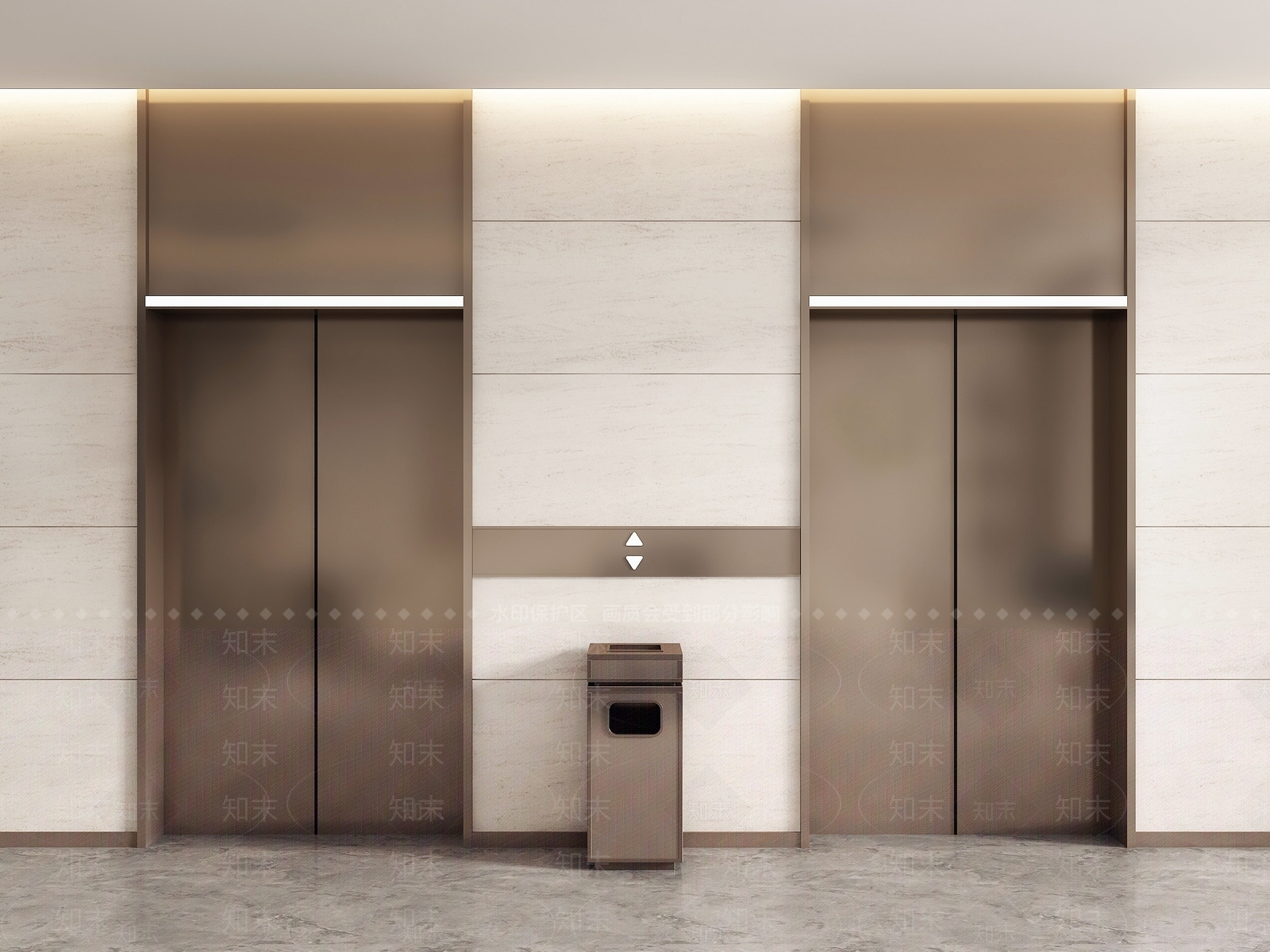 轻奢电梯厅SU模型下载【ID:1232109837】