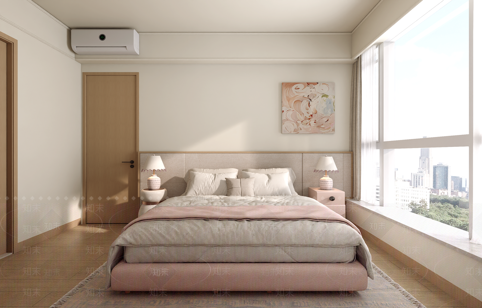 奶油风家居卧室SU模型下载【ID:1232110143】